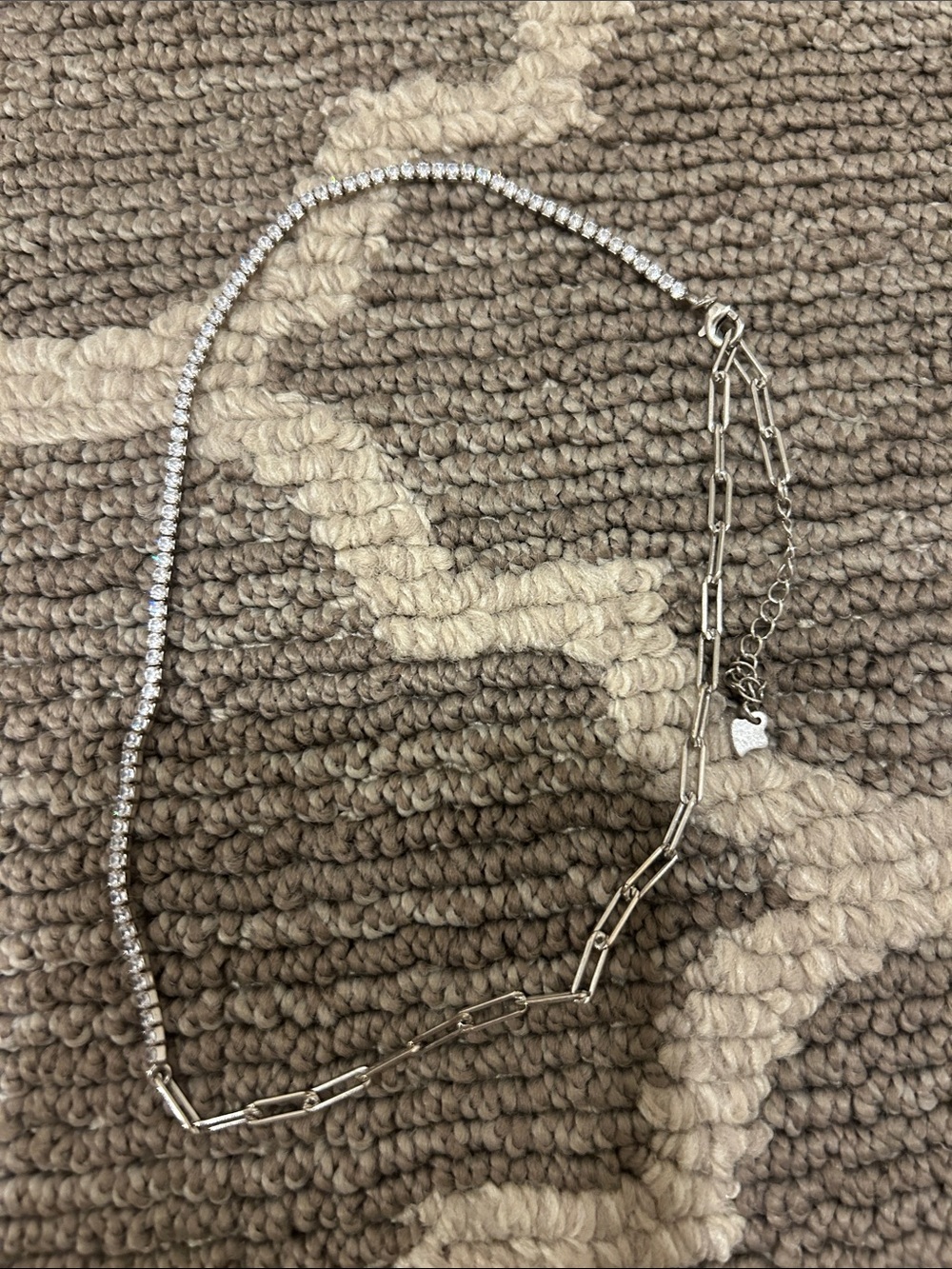 Silver-Tone Crystal & Paperclip Chain Necklace - Womens Jewelry